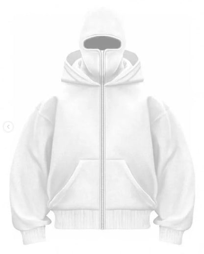 Black Cotton Zipper Hoodie Men and Women  New Mask