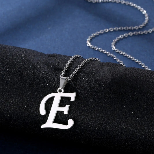 Fashion Letters A-Z Necklace for Women Men Stainless Steel. pick up your choice