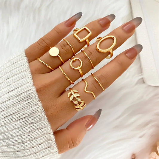 11 Pcs/Set Olive Branch Leaf Rings Set for Women FASHION GIFT