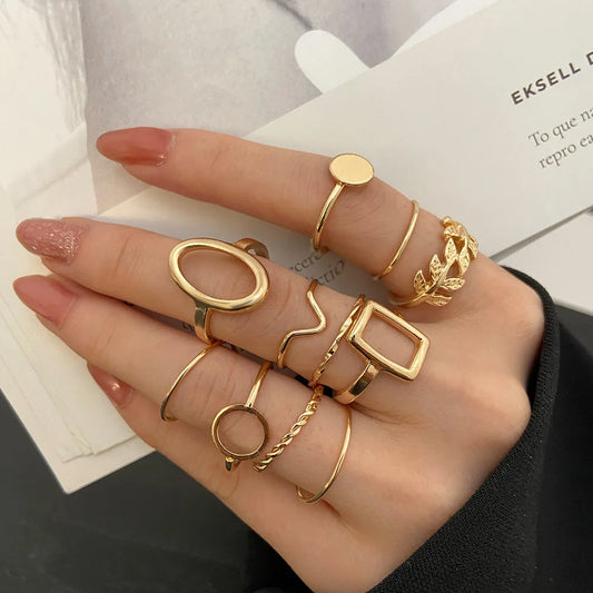 11 Pcs/Set Olive Branch Leaf Rings Set for Women FASHION GIFT