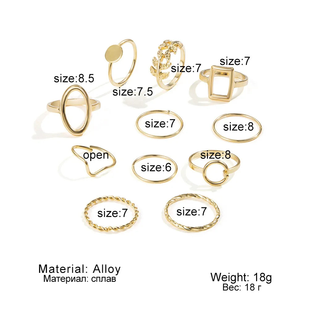 11 Pcs/Set Olive Branch Leaf Rings Set for Women FASHION GIFT