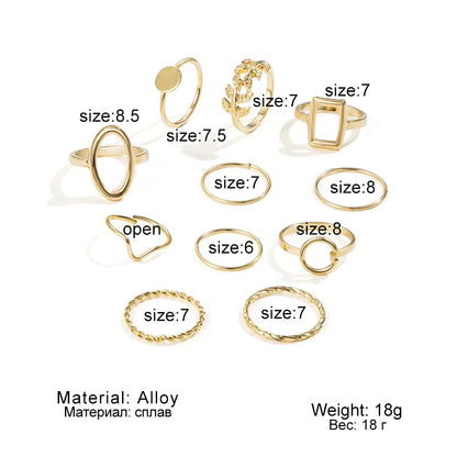 11 Pcs/Set Olive Branch Leaf Rings Set for Women FASHION GIFT